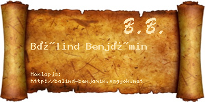 Bálind Benjámin névjegykártya