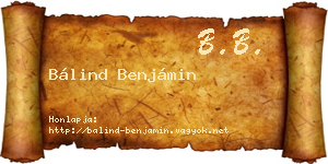 Bálind Benjámin névjegykártya